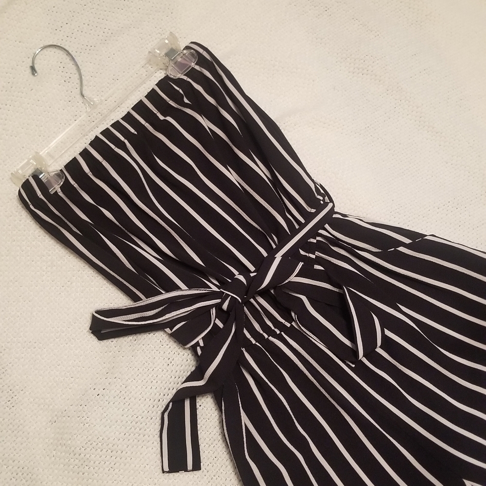 Black and white stripe jumpsuit